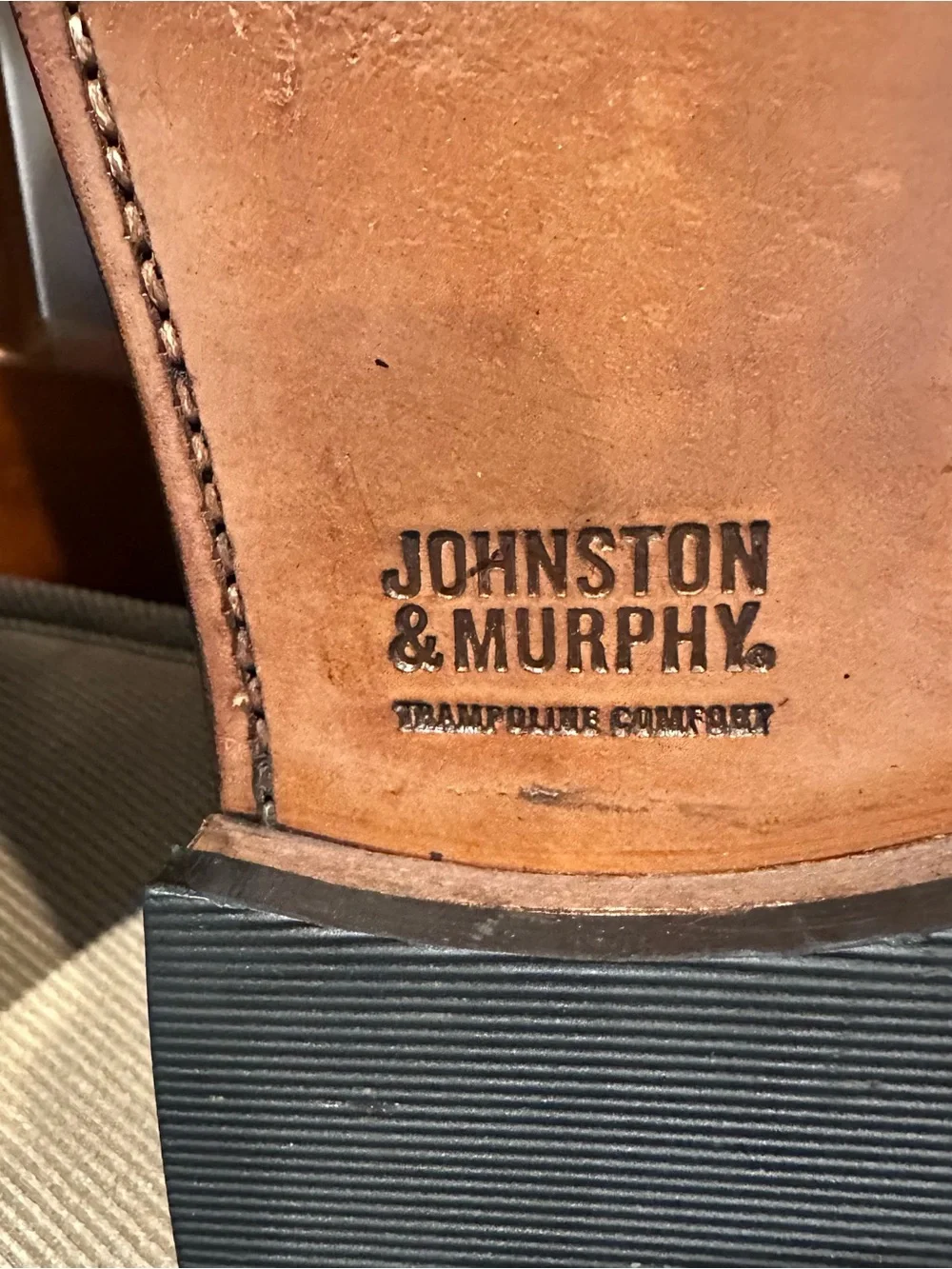 Johnston & Murphy Men's Burgundy Leather Cap-Toe Oxfords.